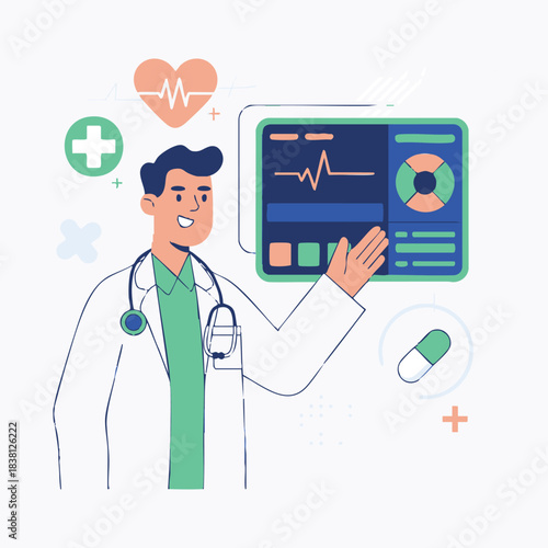 Doctor Presenting Medical Data Illustration