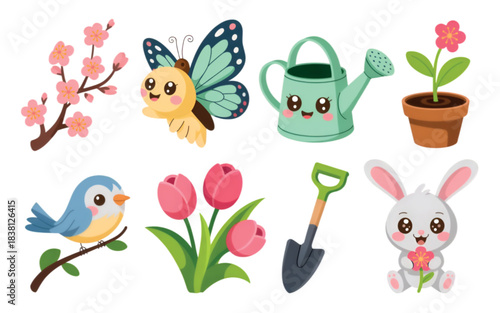 set of funny cartoon animals