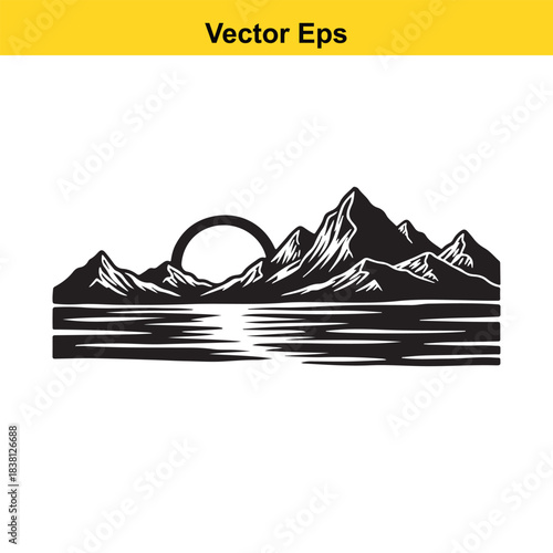 Cowboy riding horse herding cattle at sunset graphic illustration