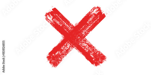 Consent sign and prohibition sign, checkmark, cross drawn with brush strokes, crosses x and ticks OK, set vector illustration isolated on white background. Handmade symbol, for social networks and