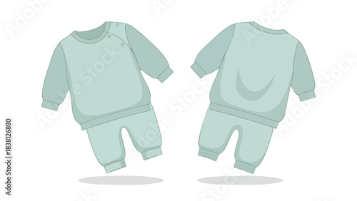 Illustration of a charming mint green baby sleepwear pajama set designed for maximum comfort and cozy nights for babies