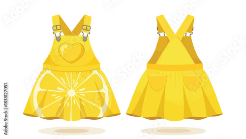 Adorable Lemon-Themed Sundress Design: A Cheerful and Whimsical Summer Outfit Depiction