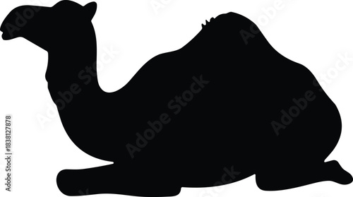 Sitting Camel Silhouette – Resting Dromedary Camel Vector Illustration in Solid Black Isolated on Transparent Background