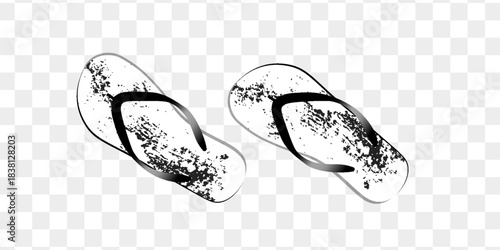 Cute hand drawn flip flops, cartoon flat vector illustration isolated on white background. Summer shoes, sandals or beach footwear.