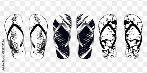 Cute hand drawn flip flops, cartoon flat vector illustration isolated on white background. Summer shoes, sandals or beach footwear.