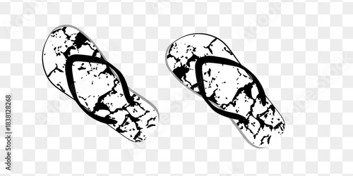 Cute hand drawn flip flops, cartoon flat vector illustration isolated on white background. Summer shoes, sandals or beach footwear.