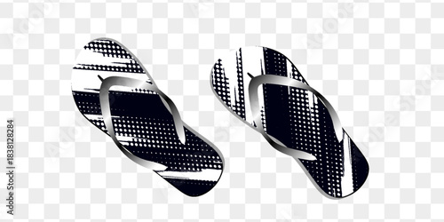 Cute hand drawn flip flops, cartoon flat vector illustration isolated on white background. Summer shoes, sandals or beach footwear.