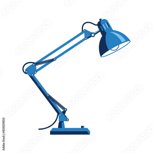 Adjustable blue desk lamp with flexible arm