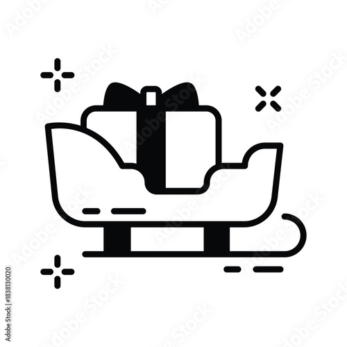 Take your hands on this amazing glyph icon of santa sleigh