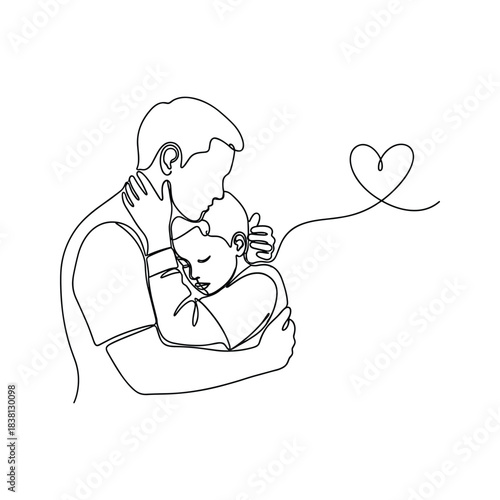 Father tenderly holding and kissing his sleeping baby