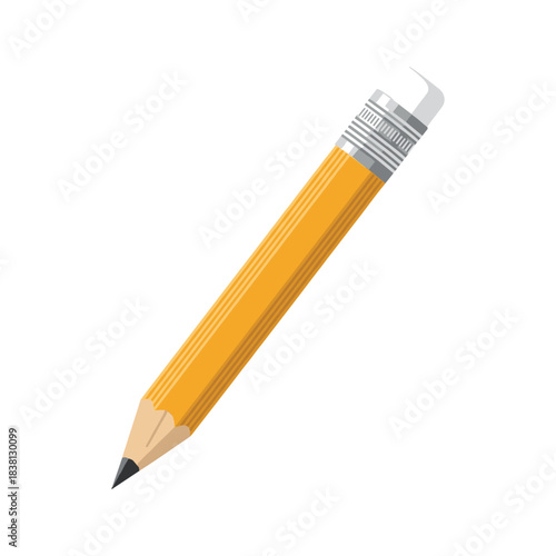 Pencil with eraser on white background