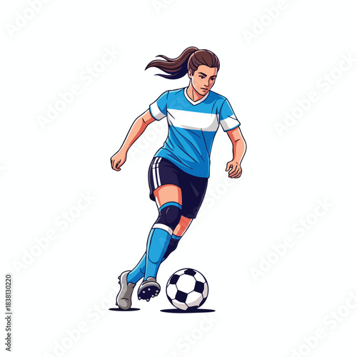 Female Soccer Player Kicking Ball