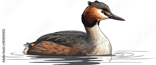 crested grace a water jewels poised presence on tranquil reflections, isolated on transparent background