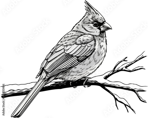 crested witness art capturing the quiet dignity of wild observation, isolated on transparent background