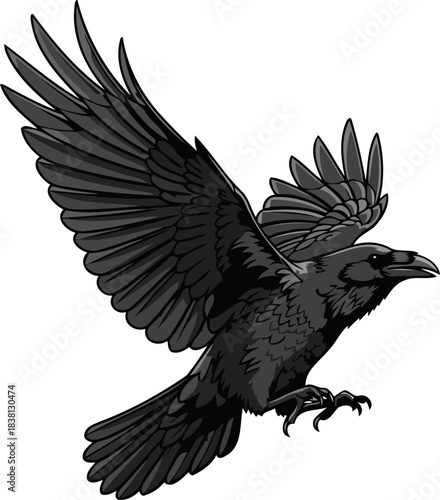 ebony enigma soars a modern illustration of wisdom and freedom in motion, isolated on transparent background