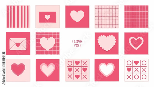 Valentine's Day Icon Set Love, Hearts, and Messages. Perfect for Cards and Designs