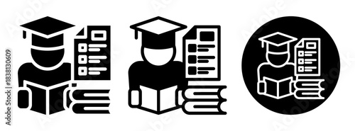 Exam Preparation Icon Collection Glyph & Mixed Style