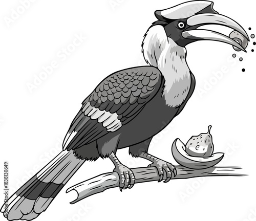 forest architect hornbill cultivating growth and sustenance in wild habitats, isolated on transparent background