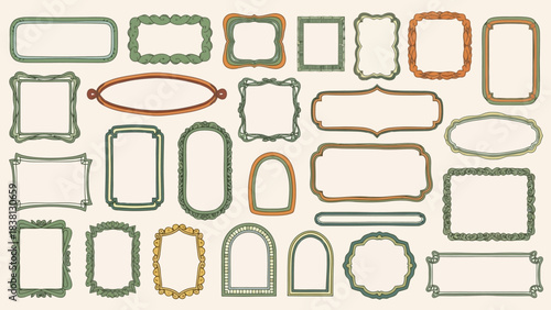 A comprehensive assortment of ornate vintage frames and decorative borders in various shapes and sizes, ideal for enhancing designs, photos, or text with an elegant, retro aesthetic