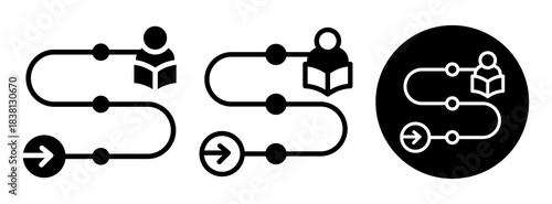 Study Roadmap Icon Collection Glyph & Mixed Style