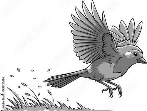 gravity defied a monochrome sprites dynamic surge towards open sky, isolated on transparent background