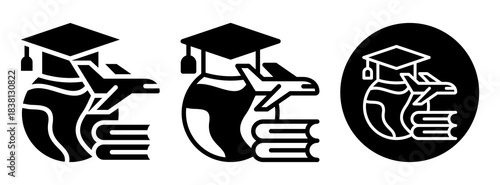 Study Abroad Icon Collection Glyph & Mixed Style