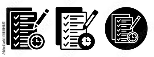 Exam Time Icon Collection Glyph & Mixed Style