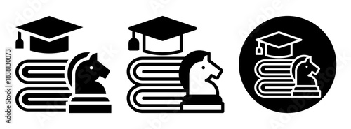Education Strategy Icon Collection Glyph & Mixed Style