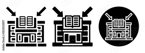 Learning Center Icon Collection Glyph & Mixed Style