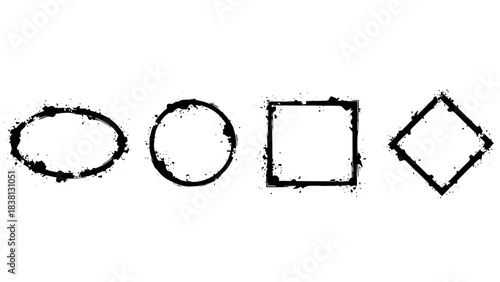 Collection of Abstract Geometric Shapes with Distressed Grunge Texture for Modern Graphic Design Elements and Artistic Backgrounds