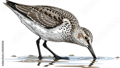 ripples of life illustrated shorebirds precise dance for survival in water, isolated on transparent background