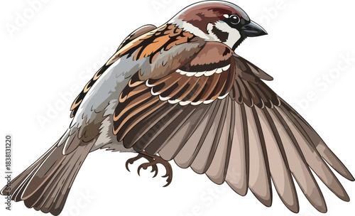 urban wings a common sparrows flight, embodying everyday freedom and resilience, isolated on transparent background