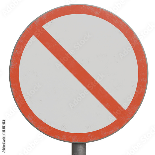 No entry sign with orange border located in urban area for traffic regulation and safety purposes