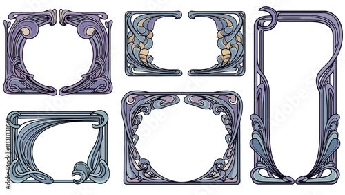 Elegant Art Nouveau Frames Collection Floral and Decorative Border Designs for Art and Design Projects