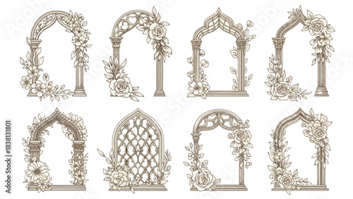 Elegant Decorative Archway Designs with Floral and Architectural Elements for Creative Projects