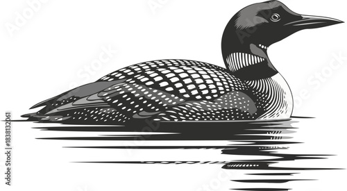 northern waters icon serene monochrome grace of the wilderness diver, isolated on transparent background