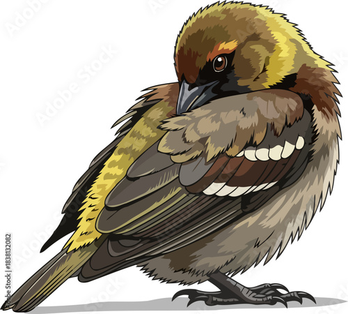 preening perfection artwork depicting a birds natural elegance and tranquility, isolated on transparent background