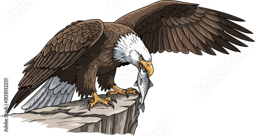 sovereigns bounty a bald eagles victorious catch from wilderness waters, isolated on transparent background