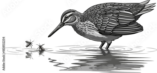 surface tension the precise dance of predator and prey in still waters, isolated on transparent background