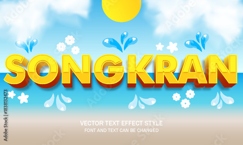 songkran splash water festival holiday vacation typography lettering editable text effect font style template