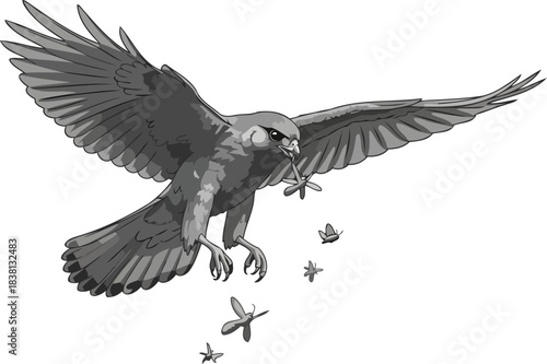 wings of influence power in motion, releasing seeds of transformation, isolated on transparent background