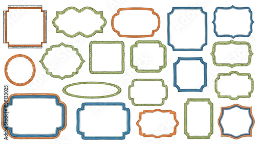 Collection of Decorative Frames in Various Shapes and Styles for Design Elements
