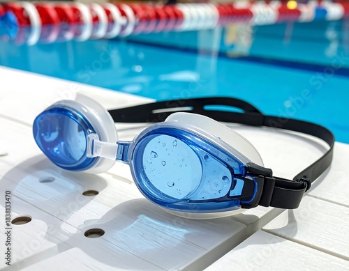 Swimming Goggles on Poolside.