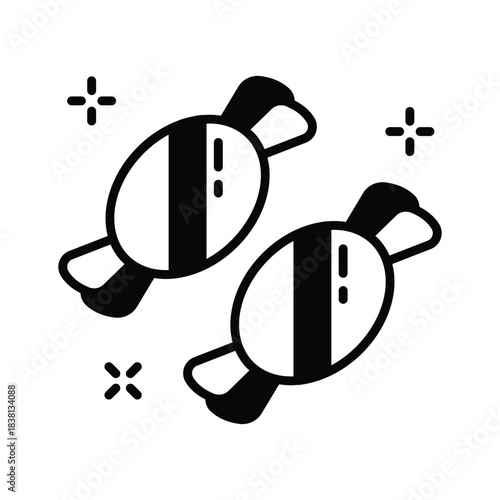 Brightly wrapped candy glyph icon, a sweet treat for the holiday season