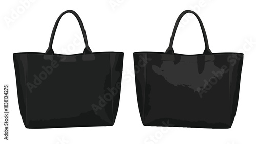 Contemporary representation showcasing a dual black shopping tote bags elegance and minimalist design aesthetics, ideal for fashion and lifestyle