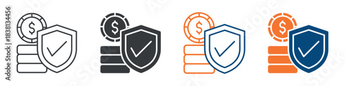 Financial Protection Icon Set Multiple Style Collection 