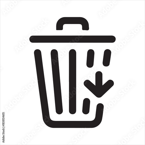 Move to Trash Outline Icon with Arrow Indicator