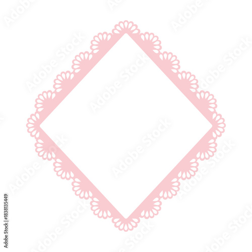 Simple pink lace frame, diamond tag, label