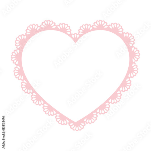Simple pink lace frame, heart tag, label