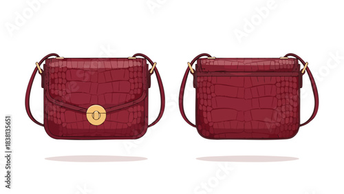 Sophisticated Alligator Leather Crossbody Bag Duo: Chic Fashion Accessory for the Modern Wardrobe